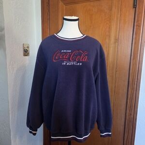 Coca Cola Navy Crewneck Sweatshirt with Red Logo Vintage 90s